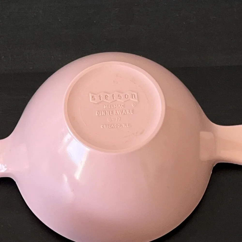Pink Melmac Serving Tray & Bowls // Stetson Marcrest Arrowhead // Midcentury
